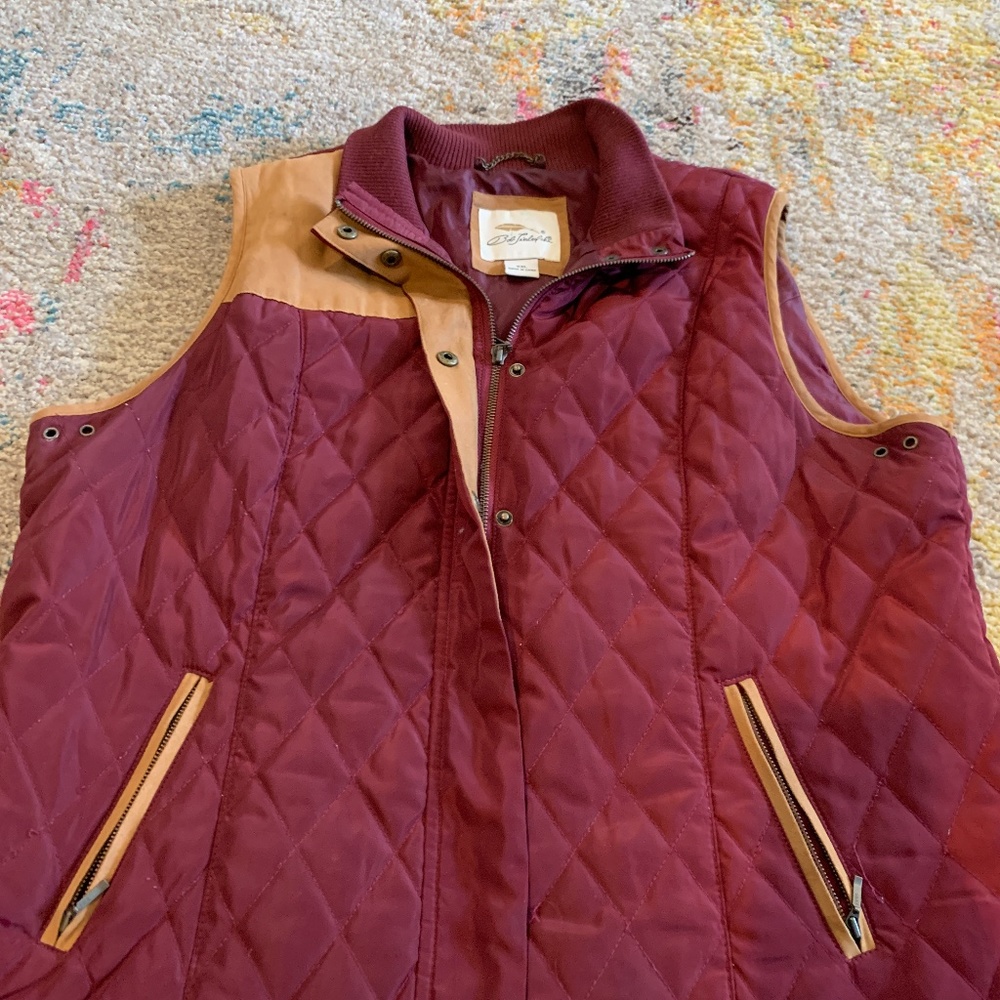 Burgundy and Camel Vest